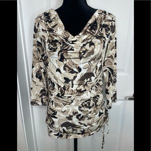 DANA BUCHMAN | Brown & Cream Stretchy Top - Size Small